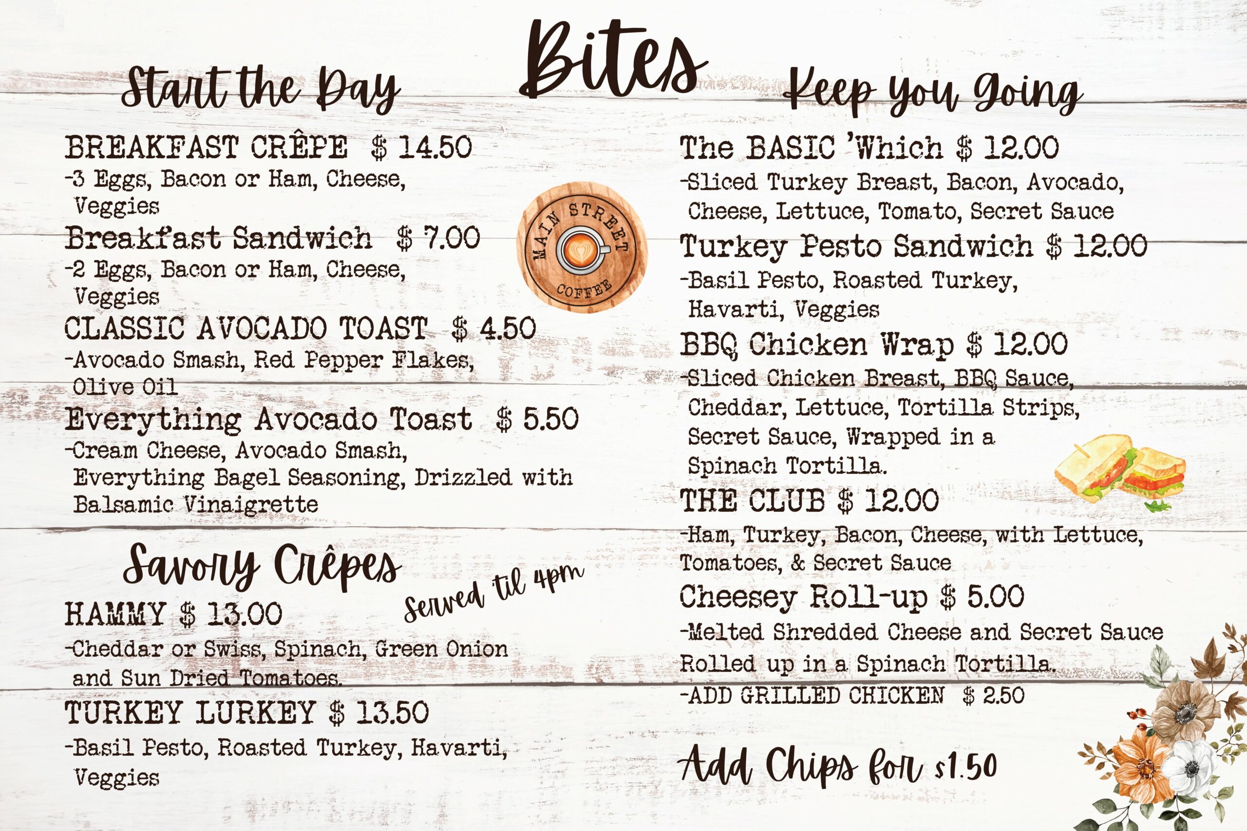 Main Street Coffee Bites 2023 Menu Main Street Coffee Bites 2023 Menu